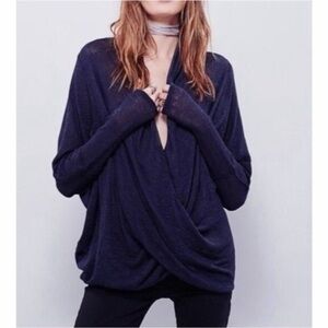 FREE PEOPLE - DRAPEY WRAP FRONT SHEILA HACCI KNIT SWEATER XS